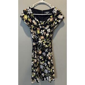 ModCloth Dress Women's A-Line Navy Floral Befits Your Brilliance Dress Size XS
